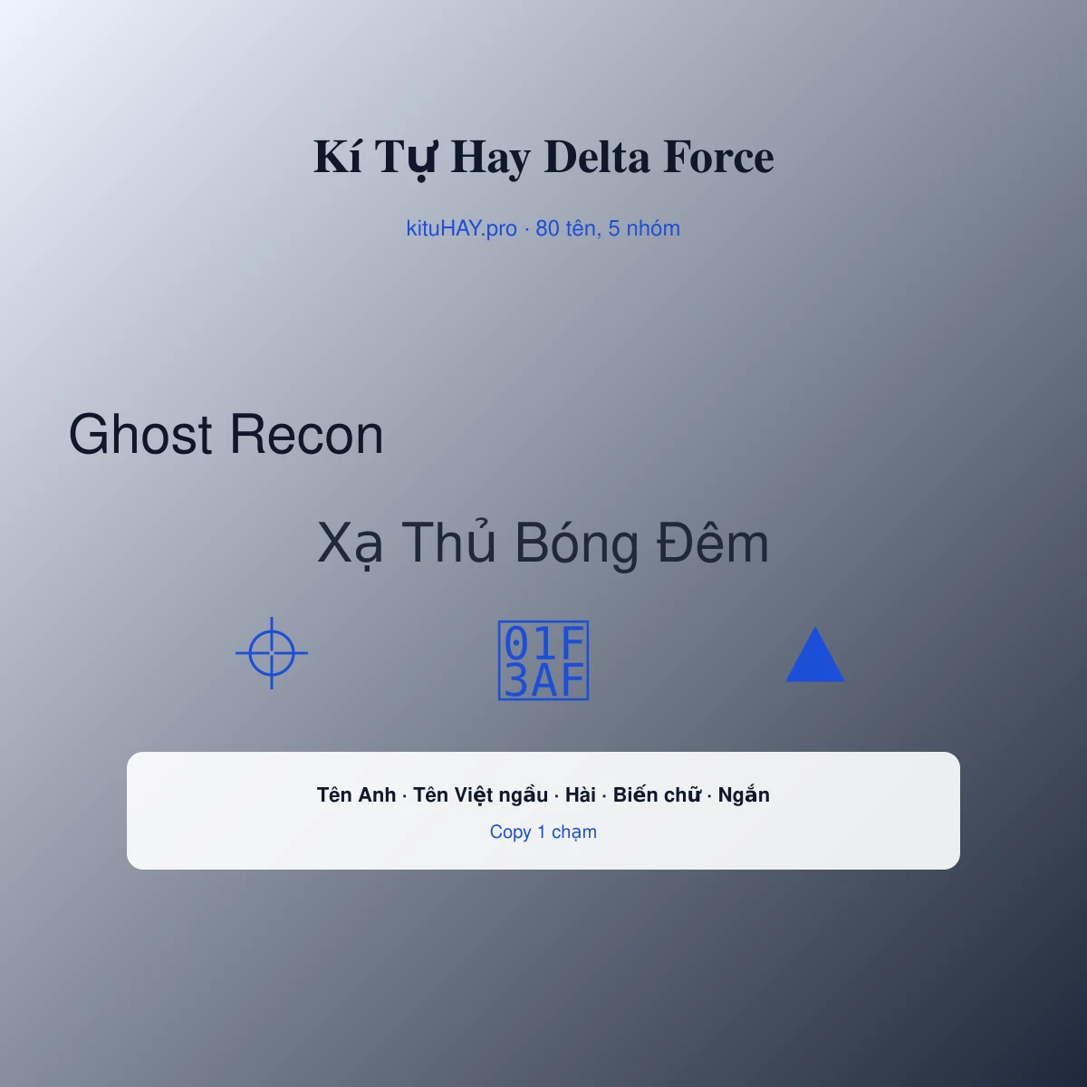 Kí tự hay Delta Force: tên tiếng Anh và tiếng Việt ngầu