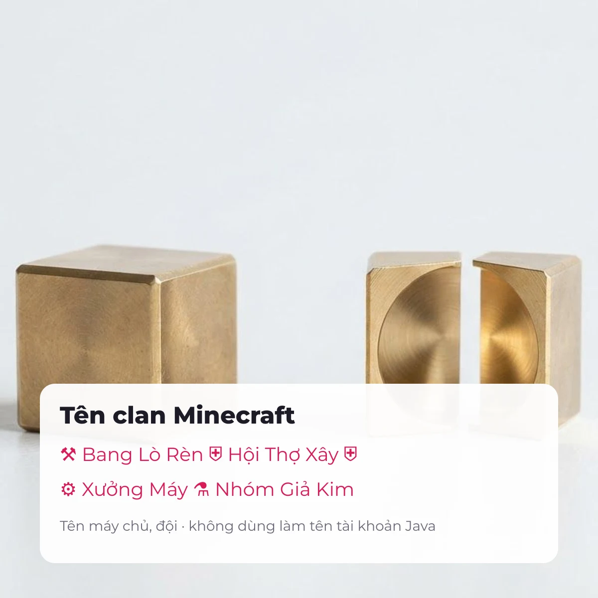 Tên clan Minecraft có kí hiệu cuốc, búa, khiên