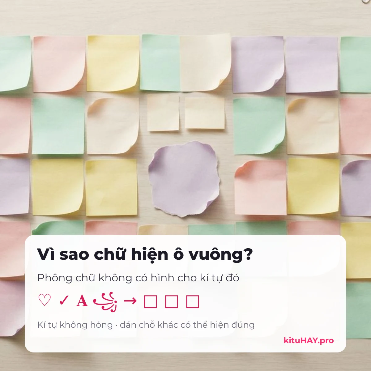 Vì sao chữ hiện ô vuông: phông chữ thiếu kí tự Unicode